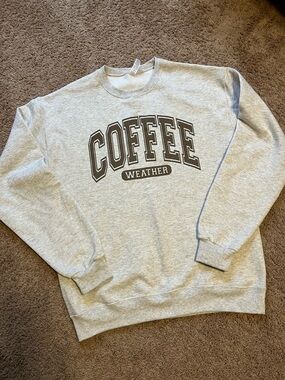 Jerzees Heather Gray "COFFEE WEATHER" Crewneck Sweatshirt